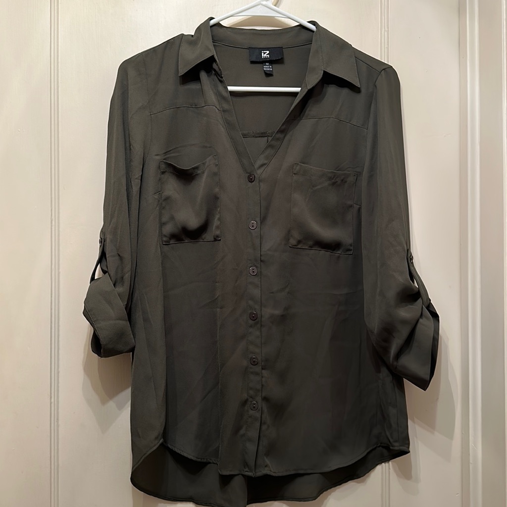 Olive Button Down Nwot